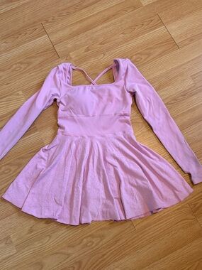 Pink Long Sleeve Skater Dress